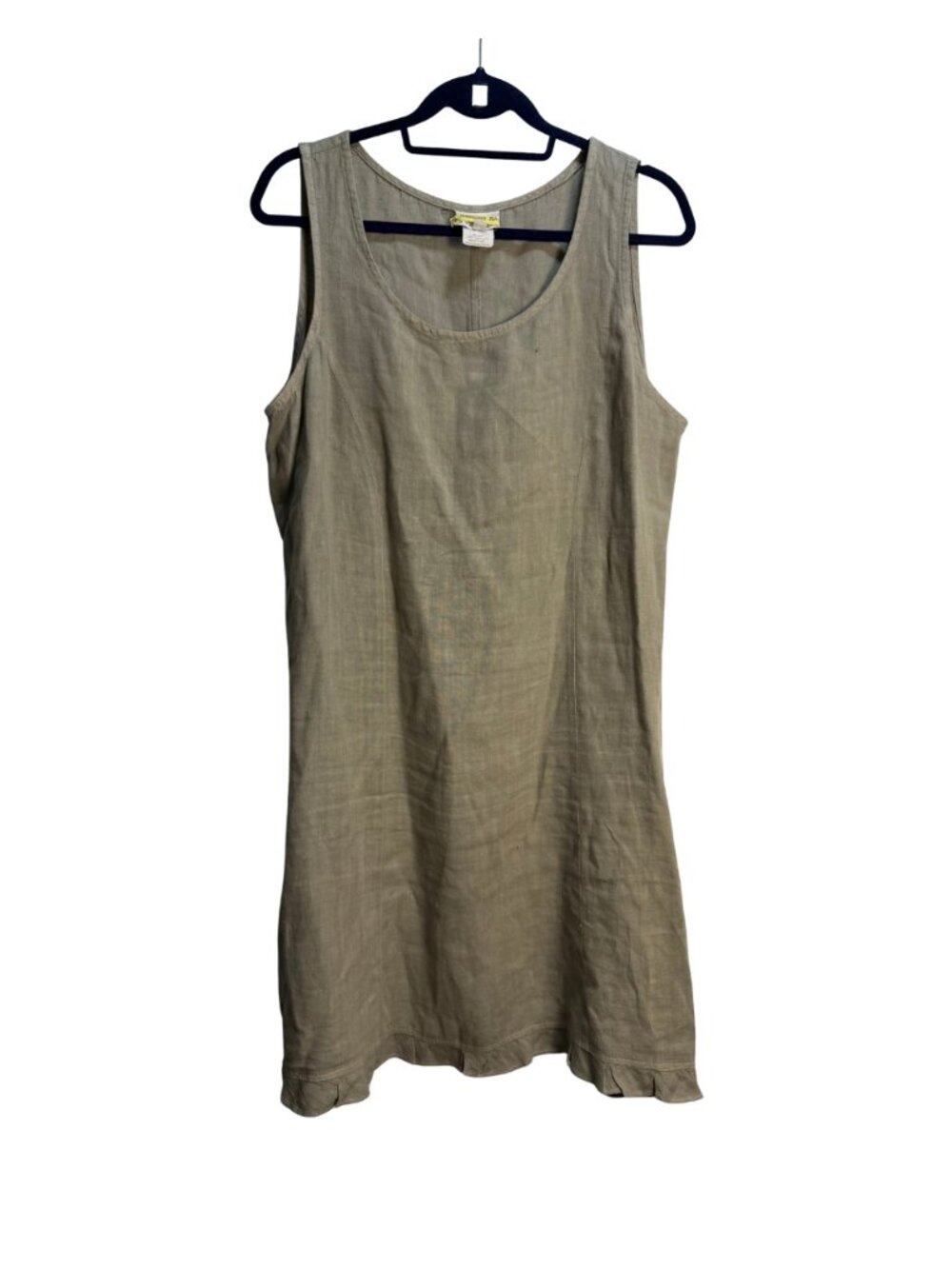 Hot Cotton by Marc Ware Olive Green 100% Linen Shift Dress Large